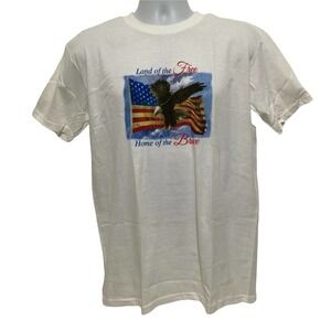 Land of the Free Home of the Brave Patriotic USA Unisex T Shirts Mens Large L